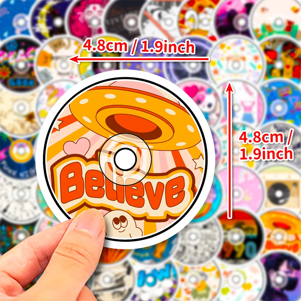 10/30/50pcs Music Record CD Cartoon Stickers Waterproof Graffiti DIY Skateboard Scrapbook Phone Case Funny Decals for Kids Toy