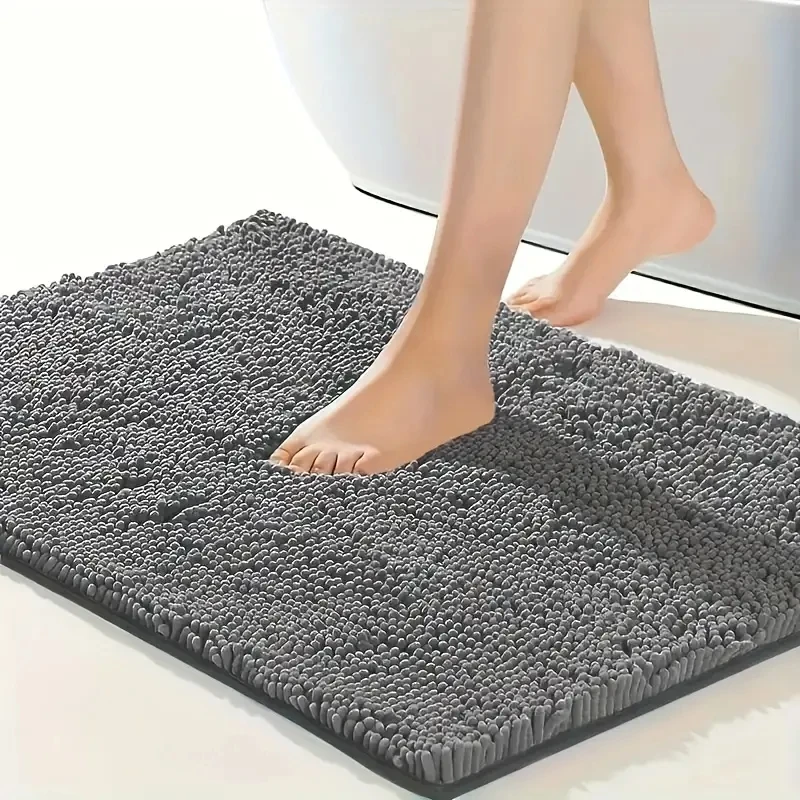 Chenille Absorbent Soft Plush Bathroom Mats Are Machine Washable, Non-Slip Bathroom Rugs For Bathtubs And Showers