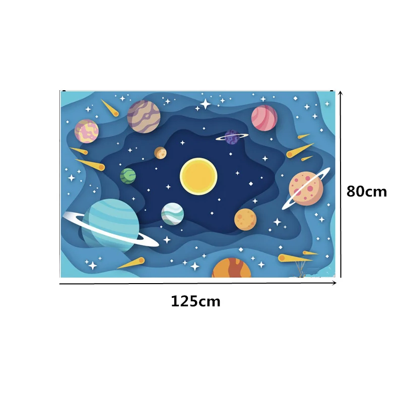 125 x 80cm Outer Space Astronaut Birthday Backdrop Photography Background