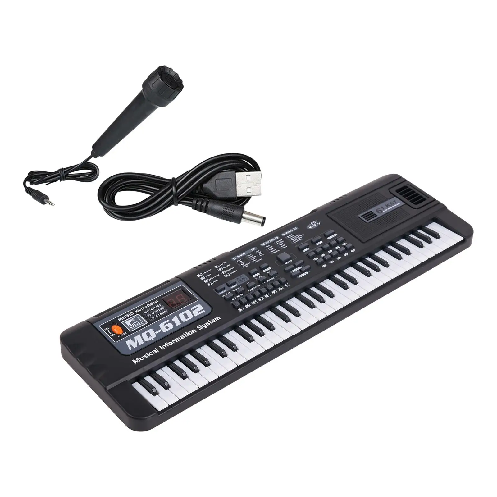 61 Key Electronic Keyboard Holiday Gifts Teaching Aids Portable Multifunctional with Mic for Show Party Stage Girls Boys Teens