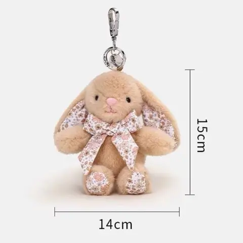 Ny söt rosett kanin plyschleksak nyckelring flicka ryggsäck tecknad djur docka hänge bil hängande dekoration jul födelsedagspresent 12 best sales Fran Bow plysch - №4