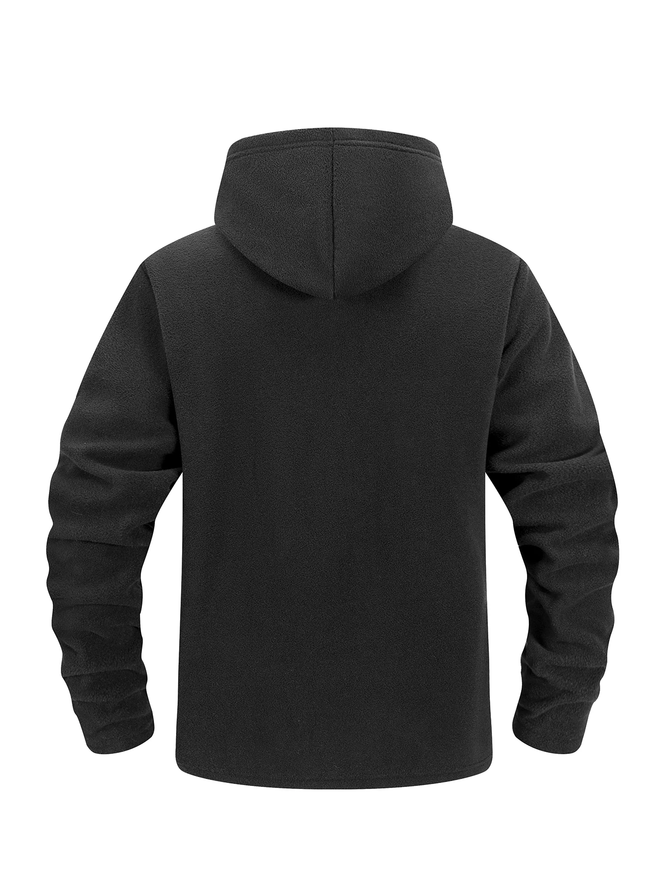 Lightweight Breathable Polar Fleece Mens Hooded Jacket Full Front Zipper Secure Zipper Storage Pockets Tactical Sleeve Patch