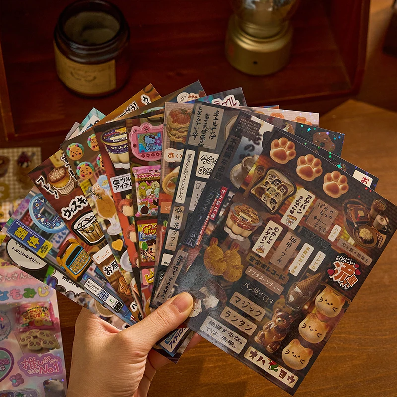 Pieces Freeze-frame Series Cute Food Text Decals, DIY Creative Antique Material Decorative Handbook Stickers