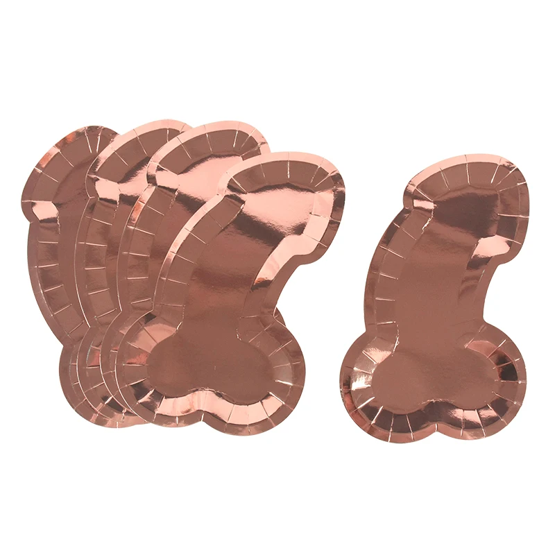 Bachelorette Party Decoration Rose Gold Penis Food Tray Hen Night Team Bride Party Dinner Plate Nude Dick Tableware 16cm 5Pcs view 5