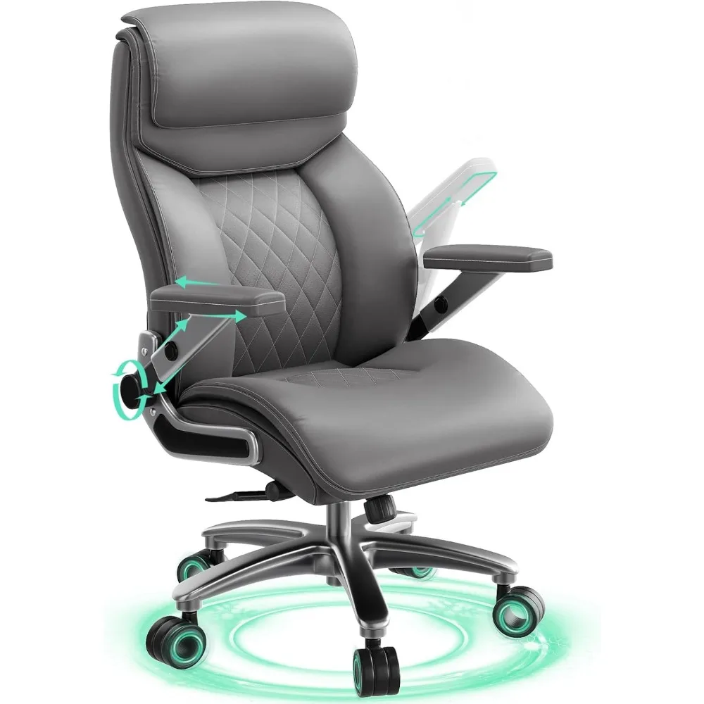 

Big and Tall Office Chair with 5D Arms, 600lbs Heavy Duty Desk Chair with Adjustable Lumbar Support, PU Leather High Back Ergono