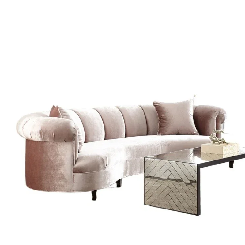 

American fabric soft bag curved three-person sofa furniture hotel KTV studio fashion creative reception sofa