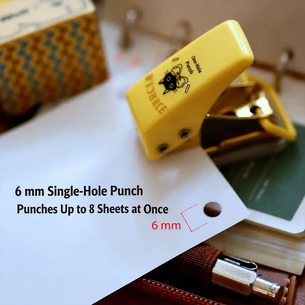 1pc Vintage Cat Single Hole Puncher, 6mm Manual Paper Punch with 12mm Feed Depth, Compact Craft Tool for Journals and Gift Tags