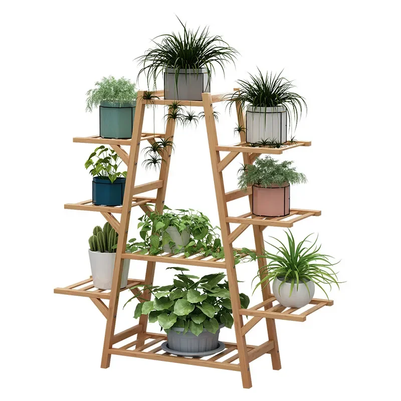 Multi Tier Indoor Plant Stand Floor to Ceiling Flower Pot Shelf for Balcony Living Room Space Saving Succulent Display Rack