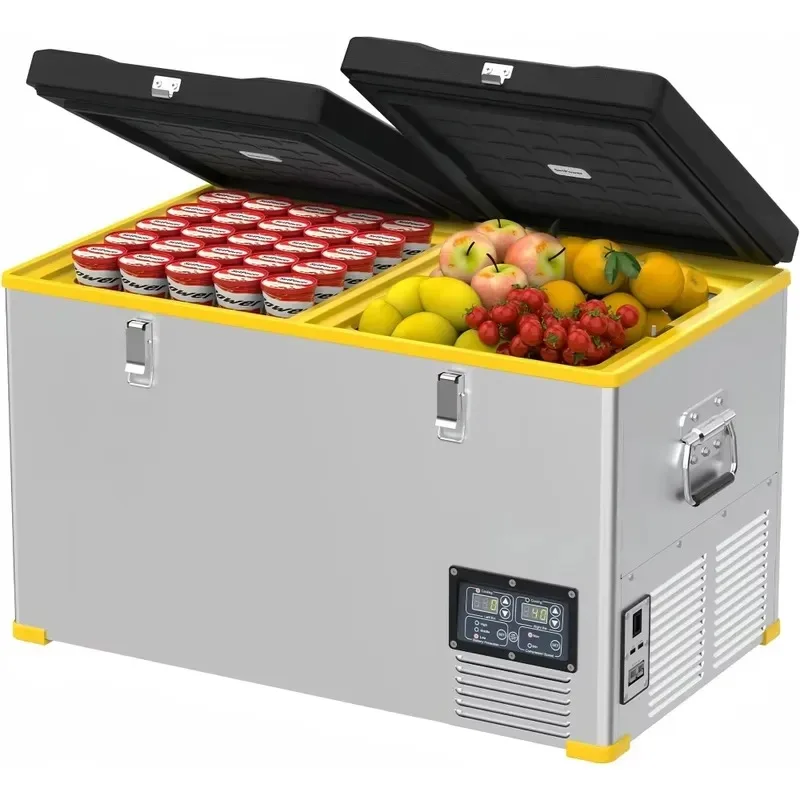 65L Dual Zone 12V 24V Compressor Portable Car Refrigerator Metal Outdoor RV Hotel