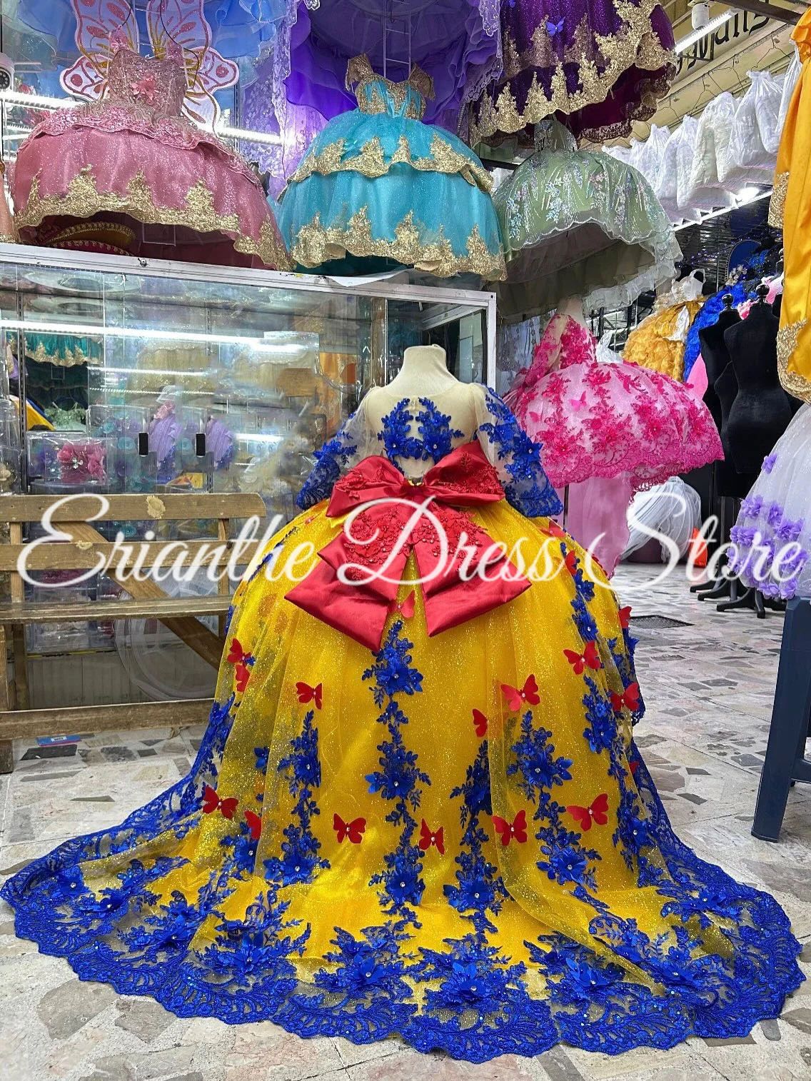 فستان أنيق ثلاثي الأبعاد مزين على شكل فراشة لفتاة الزهور لحفلات الزفاف من التول للأطفال وحفلات أعياد الميلاد الأولى فستاين سهرة/فساتين الحفلات حسب الطلب