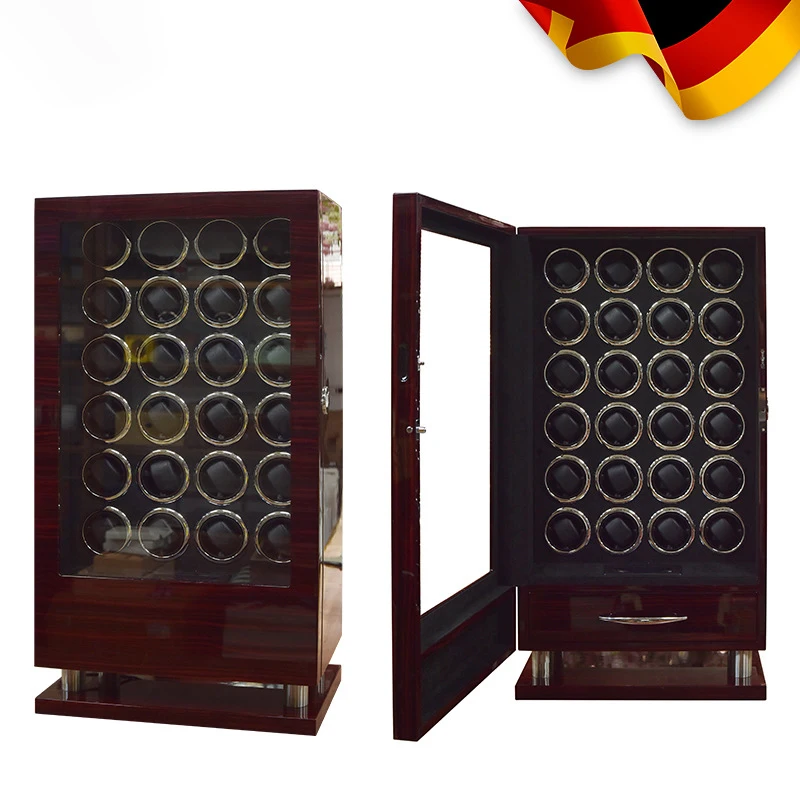 Luxe Automatische Horloge Winder12 24 30 Slot Hout Mechanisch Horloge Doos Vingerafdruk Unlock Rustig Mabuchi Motor Horloges Opslag Veilig