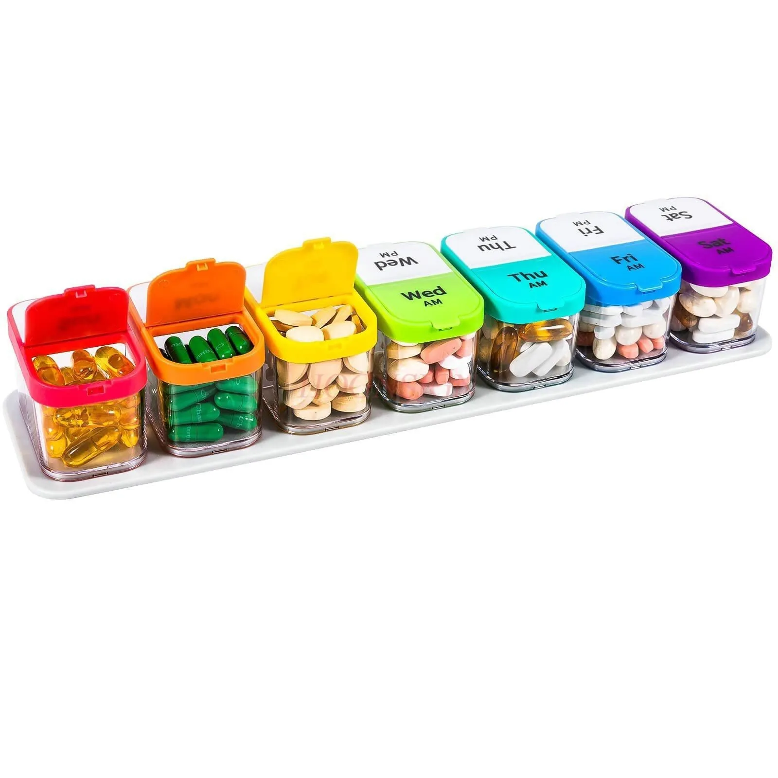 1set Weekly Pill Organizer Pill Case Container for Supplements Big Pill Holder Twice A Day Oversized Daily Medicine