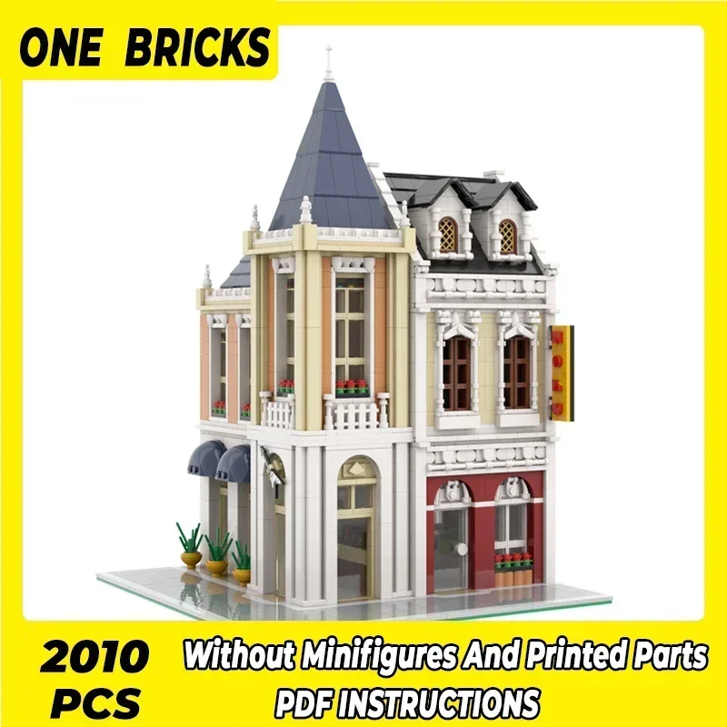 Moc Building Blocks Street View สถานีวิทยุและ Music Store การวิเคราะห์อิฐ DIY ประกอบของเล่นก่อสร้างสําหรับวันหยุดของขวัญ