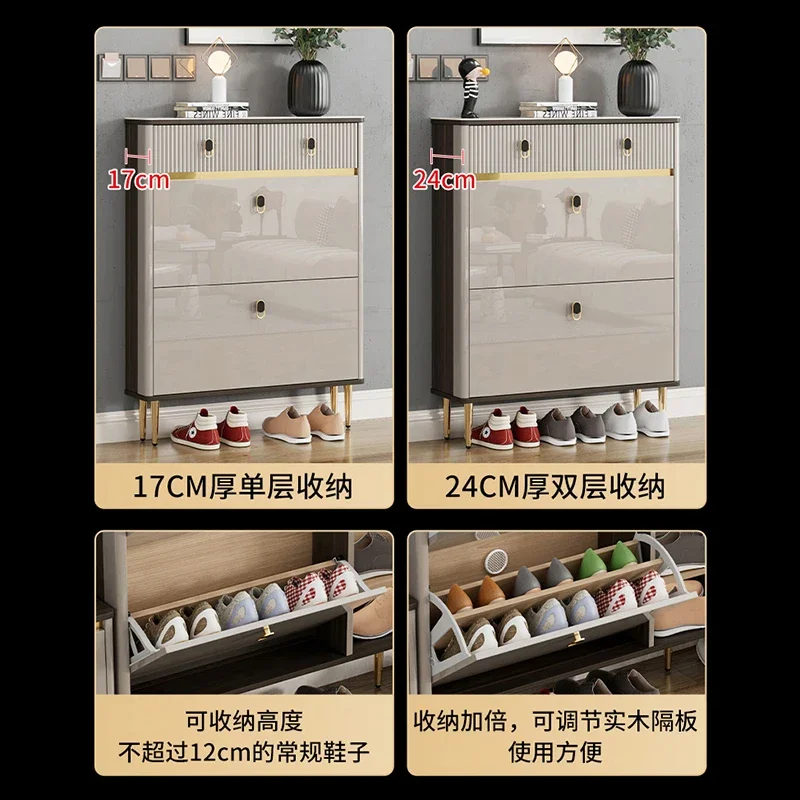 Light luxury ultra-thin shoe cabinet, small apartment at the door of the home, extremely narrow entry tipping bucket shoe cabine