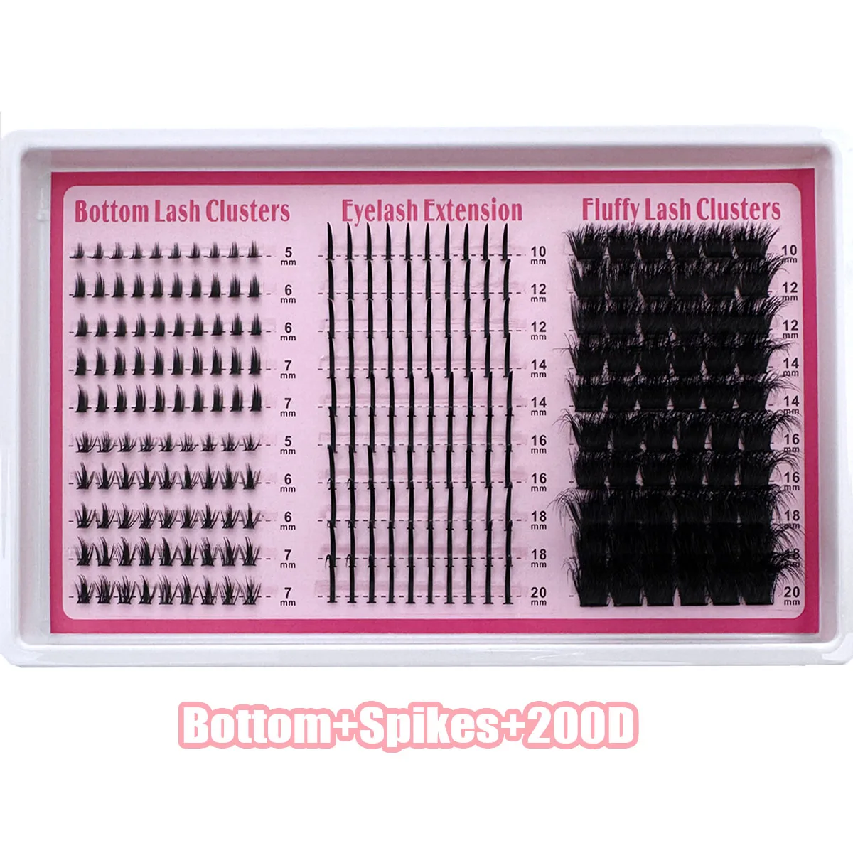 200D-60D 4 IN 1 Lash Clusters Long 6-20mm Lash Spikes Lower Eyelashes Reusable Bottom DIY Spiky Lash Extension Manga Clusters