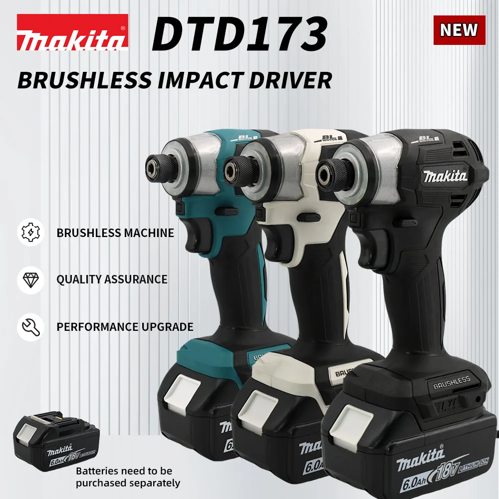 Imagem -02 - Makita-brushless Cordless Impact Screwdriver Dtd173 Bateria de Lítio 18v Velocidade 3600rpm Furadeira Elétrica Doméstica Ferramentas Elétricas