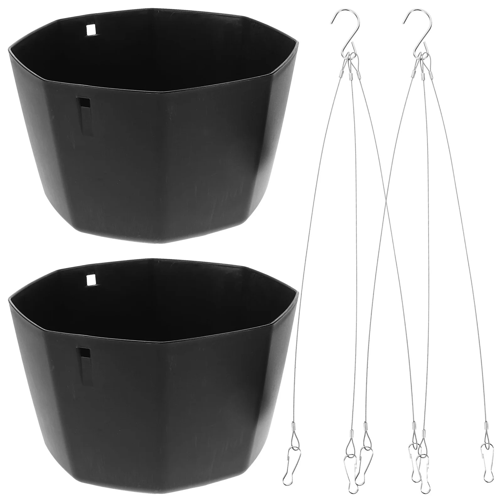 

2Pcs Hanging Plant Pots Plastic Stainless Steel Flower Containers Balcony Living Room Wall Hanging Planters Indoor Outdoor