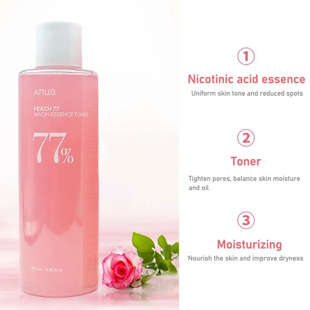 Peach 77% Nicotinic Acid Essence Conditioning Toner 250mL Moisturizing Brightening Facial Skin Korean Cosmetics