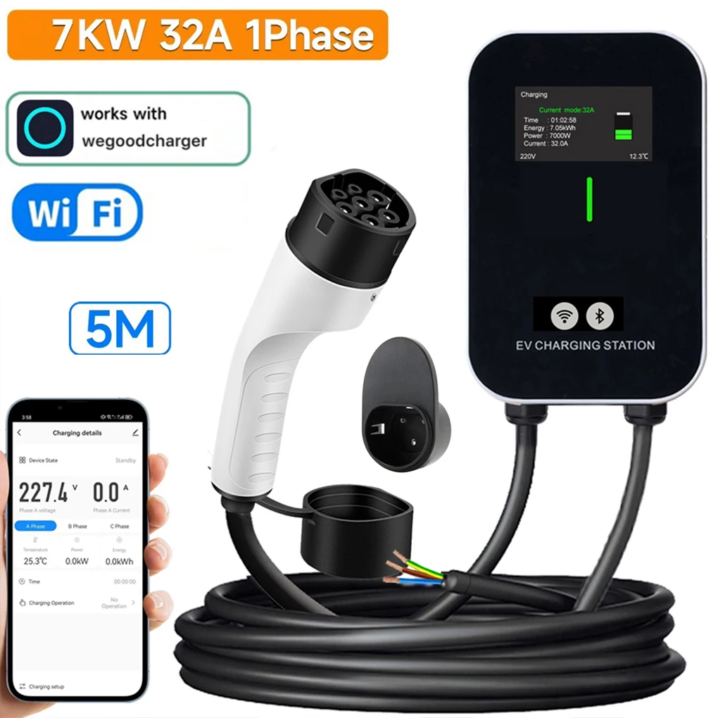 

New Energy Electric Vehicle European Standard Charger Post Colourful Screen APP Bluetooth WIFI Version 1/3 Phase 7KW 11KW 22KW