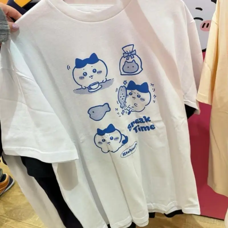 Y2K Kawaii Chiikawa Anime T Shirt Cotton Short Sleeve Cartoon Print Hachiware Usagi Casual Cosplay Outfit Birthday Holiday Gift view 2