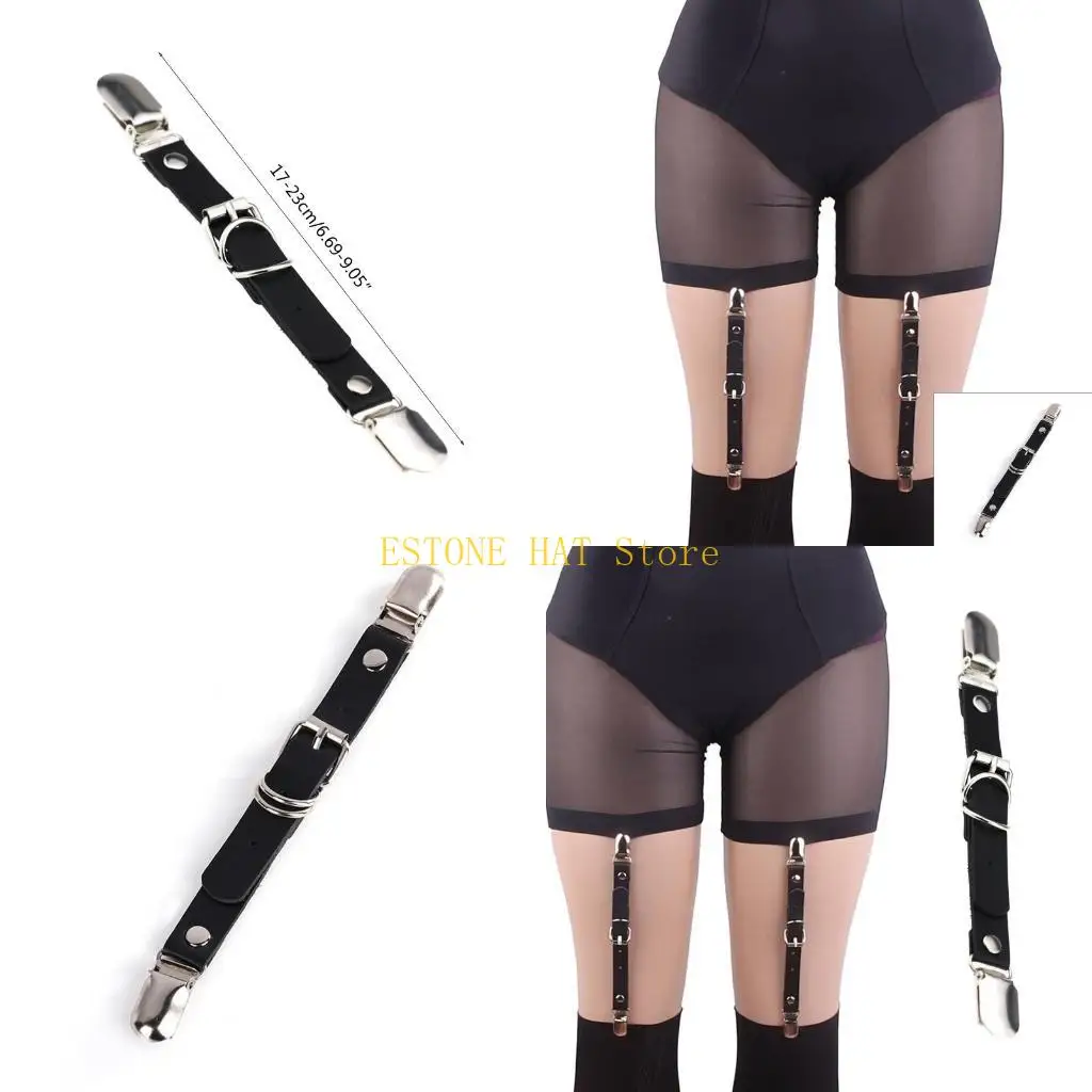49MF 1Pc Women Double-Headed Duckbill Garter Clip Faux Leather Belt Lingerie Thigh Leg Loop Sexy Suspender Strap for