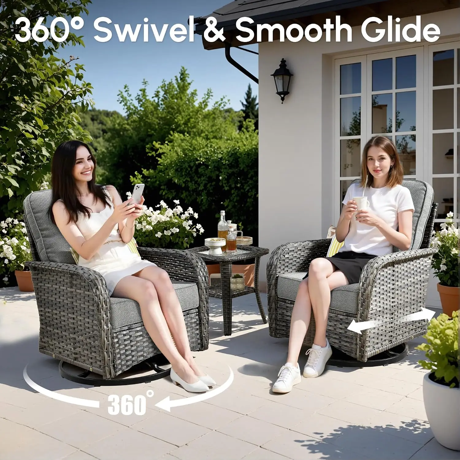 Patio Patio Furniture Set Swivel Rocking Wicker Rattan Seating Sofa Chairs All Weather Deck Yard Garden Poolside, Customized - Aliexpress Deal
