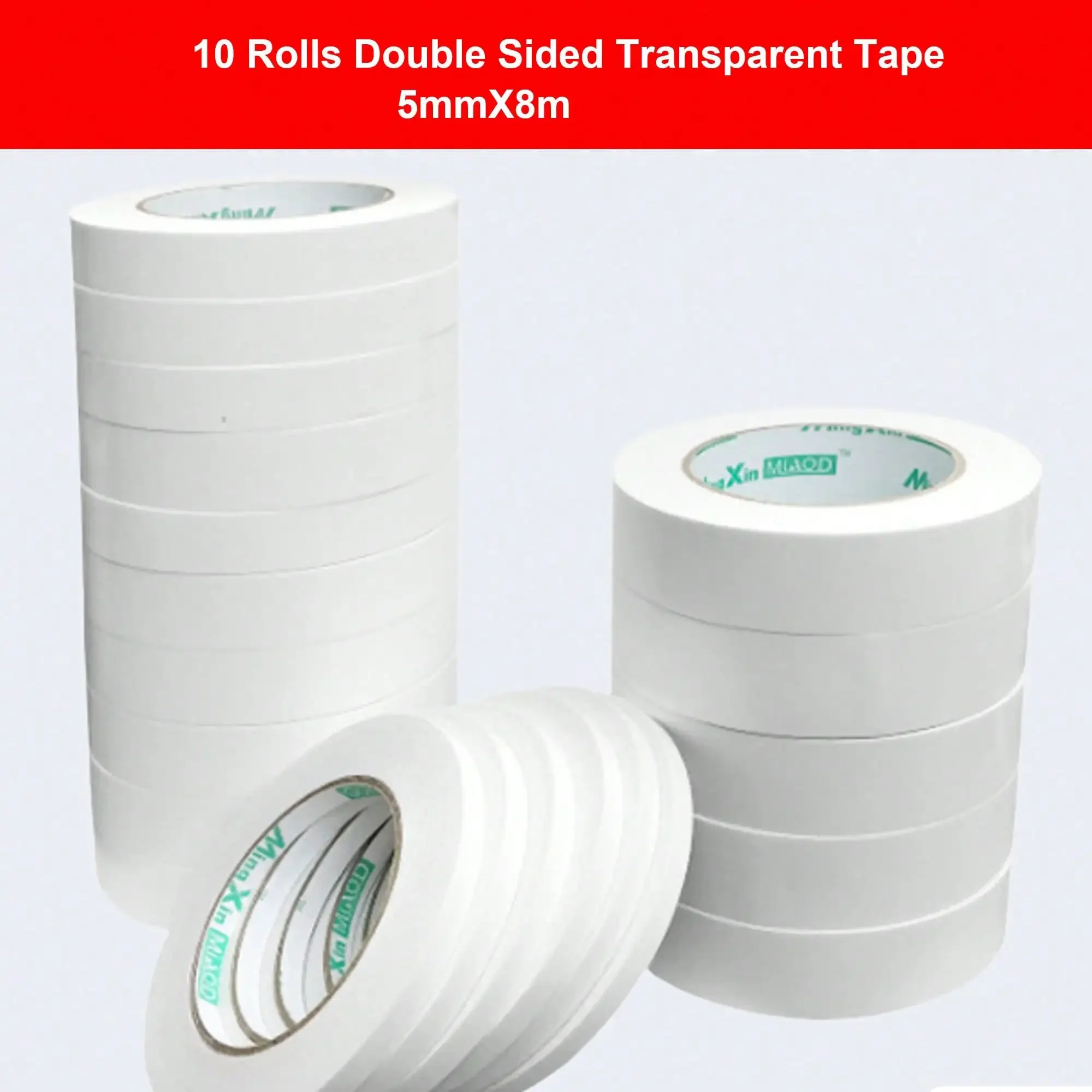 2026 10 Rolls Double-Sided Clear Adhesive Tape - Strong Bonding, Suitable For Office, School, DIY, Scrapbooking, Arts, Crafts, Cards And Gift Making