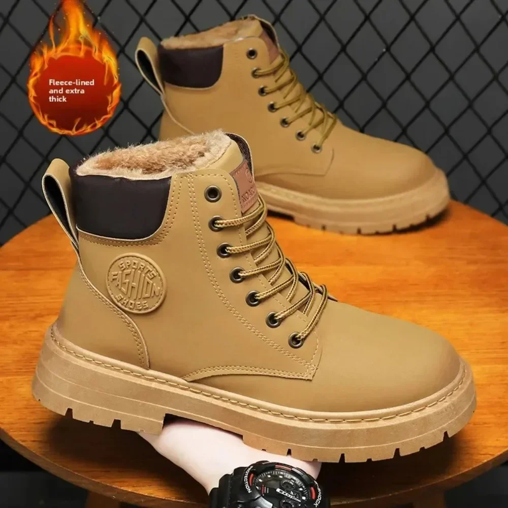 أحذية رجالية شتوية جديدة لعام 2025، أحذية جلدية عصرية عالية الجودة للدراجات النارية، أحذية مريحة غير رسمية للخروج، أحذية رجالية برباط