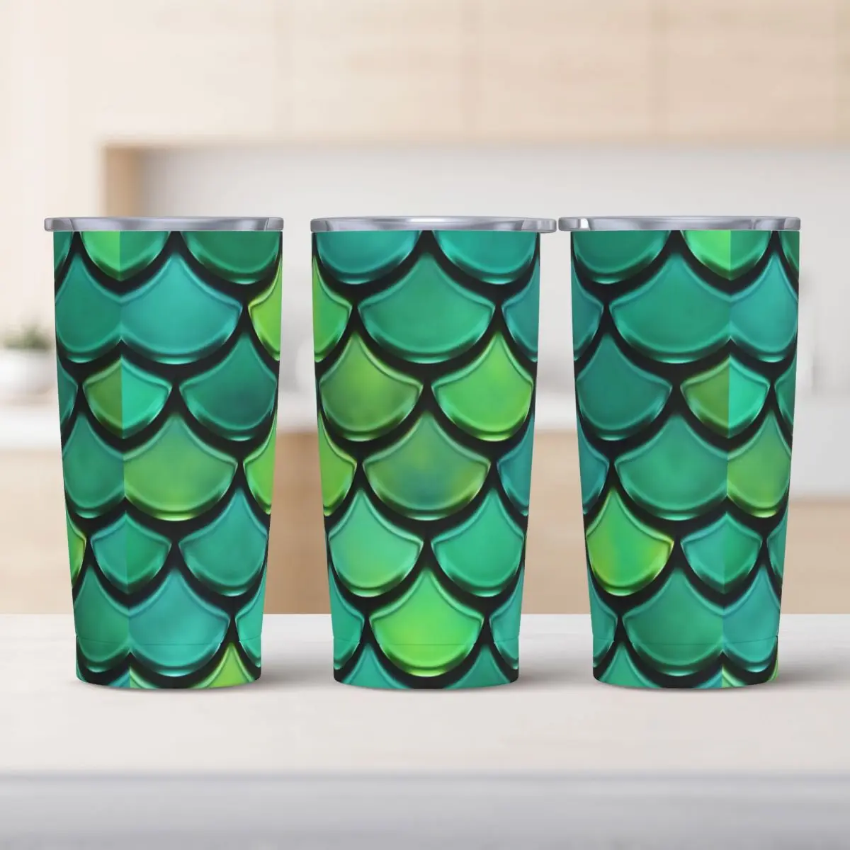 

Green Siren Mermaid Scale Stainless Steel Tumbler Travel Car Mugs Large Capacity Thermal Mug Keep Heat Cold and Hot Water Bottle