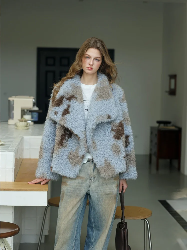 Lamb Fur Jacket Short Thickened Eco-friendly Leather And Fur Integrated Casual Warm Winter Outerwear for Young Women