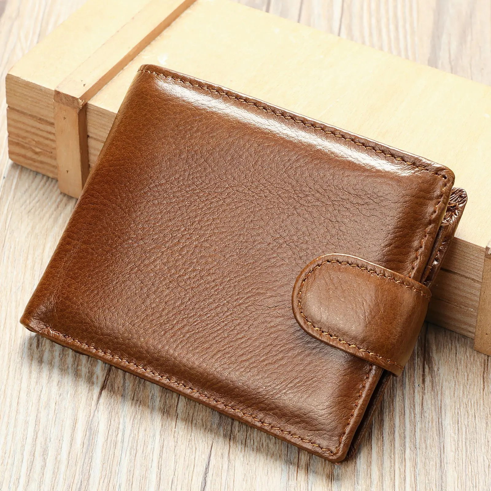 

Top Cowhide Men's Leather Wallet with Coin Pocket Short Anti Rfid Genuine Leather Wallet Large Capacity Trend Wallet Men