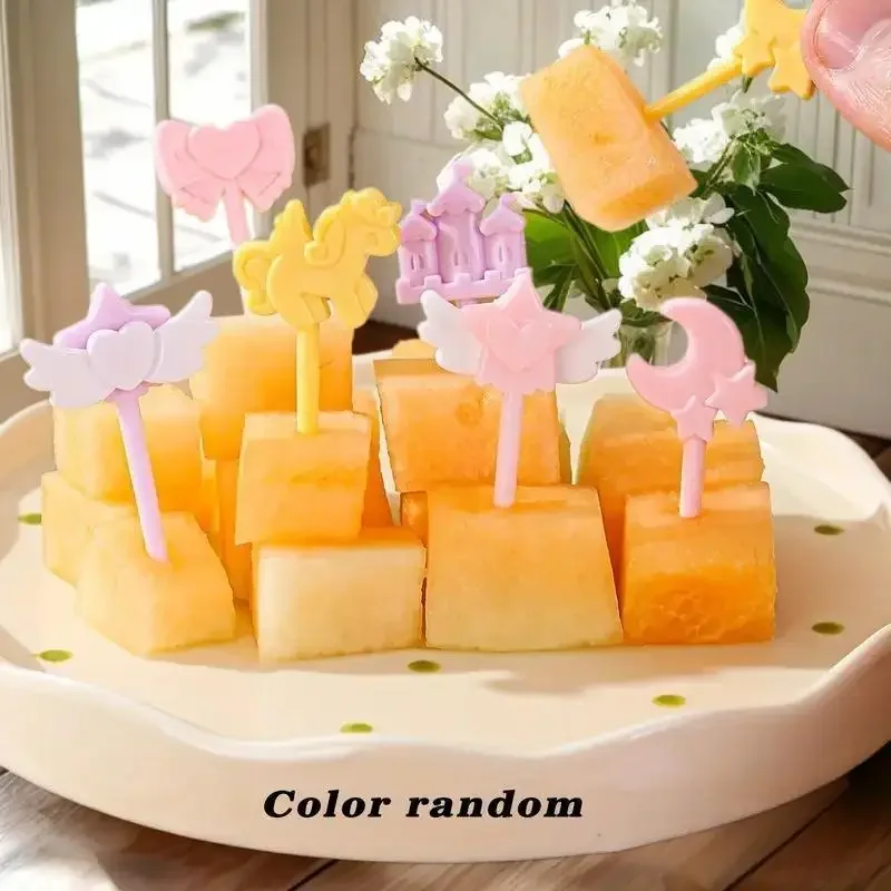 10 Pcs Cartoon Fruit Fork Cute Cupcake Top Decoration Food Appetizer Toothpicks Bento Box Accessories Cocktail Picks