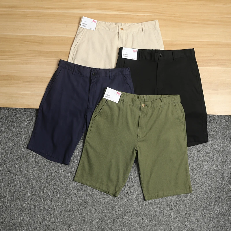 

l Linen Mixed Waed Summer Men's Casual ort Pants Five-Quarter Length Straight Leg Comfortable Breathable orts