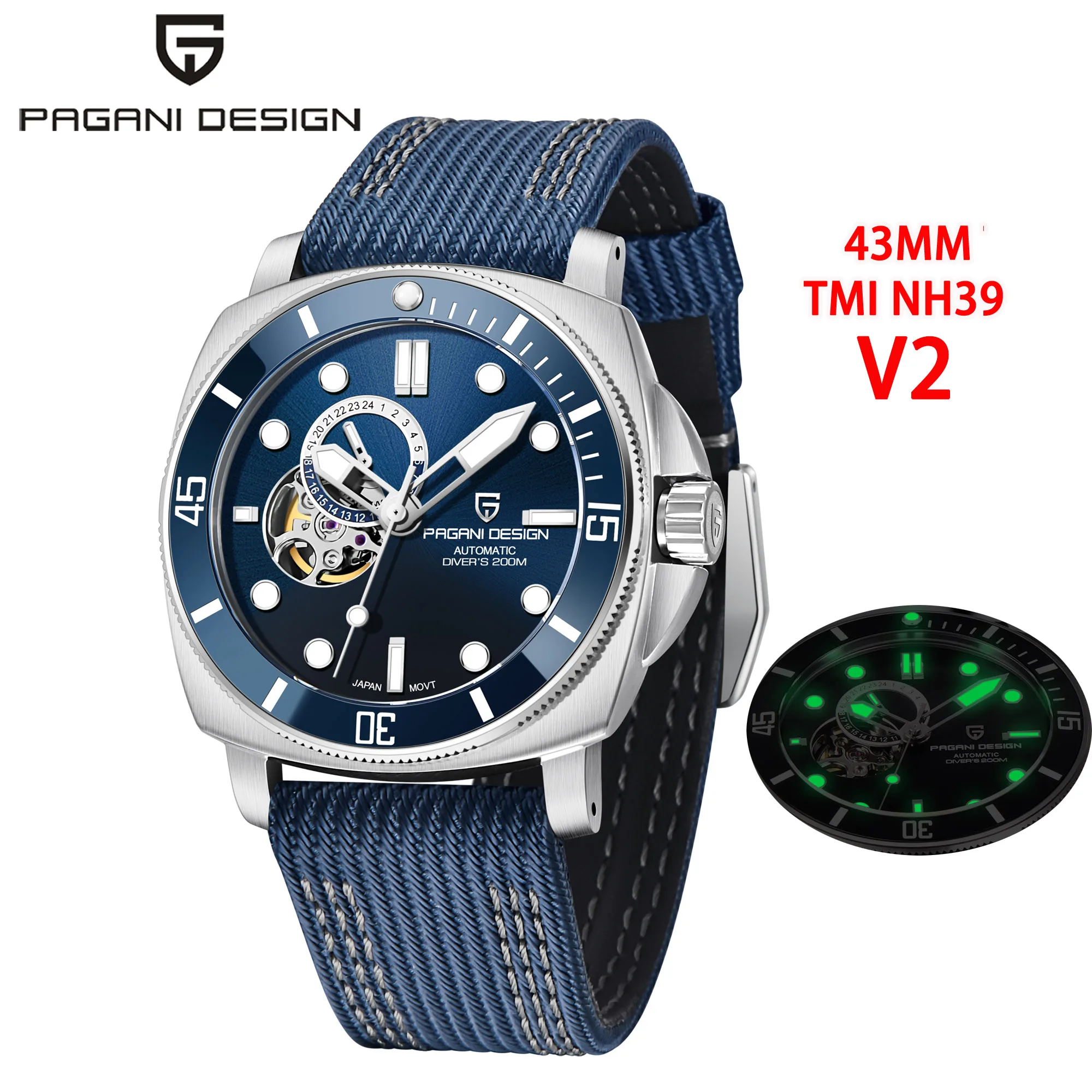 

2023 PAGANI DESIGN 43MM NEW Men Automatic Mechanical Watches Fashion Sports TOP Brand Sapphire 200M Dive TMI NH39 Reloj Hombre