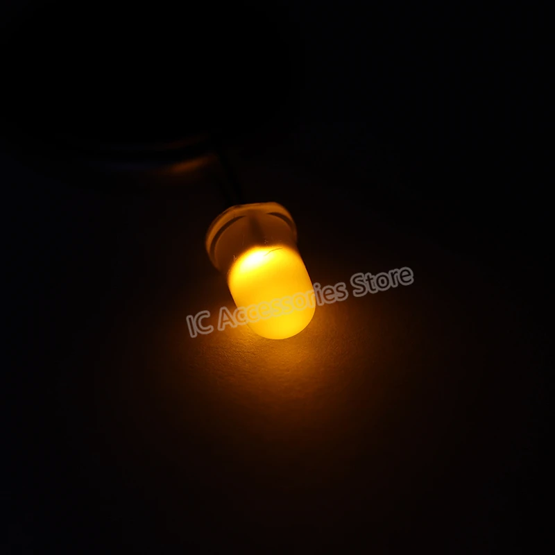 100pcs 5MM yellow light fog-like frosted F5 yellow light LED lamp beads light-emitting diode super bright astigmatism