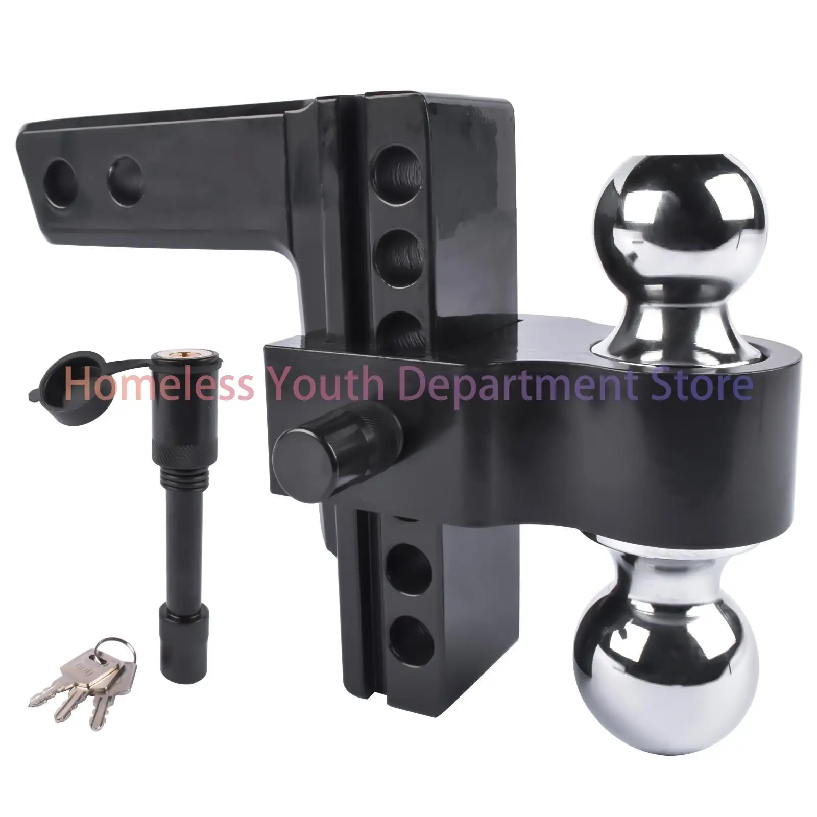 AP03 Black Adjustable Trailer Hitch, Fits 2-Inch Receiver, 6-Inch Drop/Rise Aluminum Drop Hitch -Tow Hitch for Heavy Duty