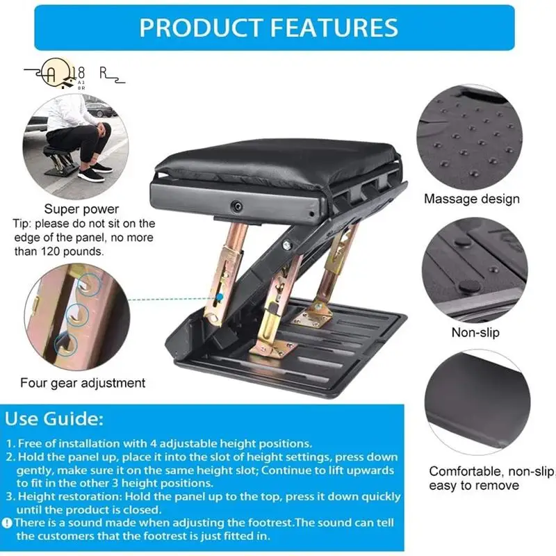 

A18R -Adjustable Footrest, Removable Cushion, Leg Support Extension