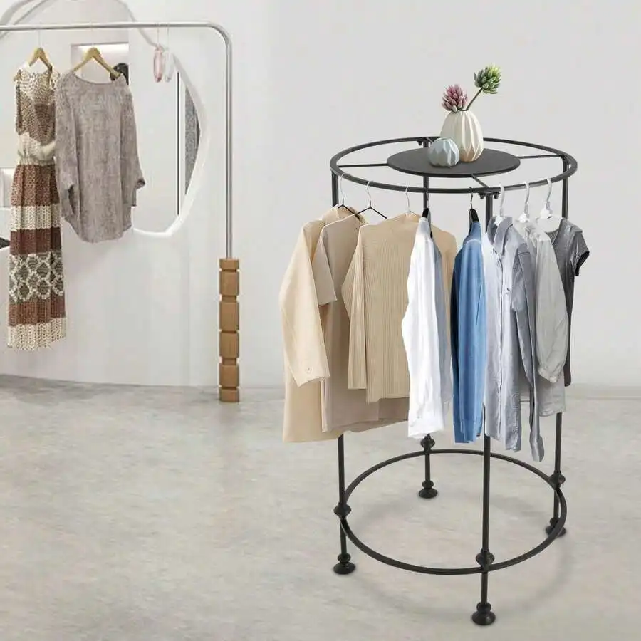 Round Garment Rack, Freestanding Round Garment Display Retail Rack, Commercial Clothing Organizer, Suitable For Large Shopping M