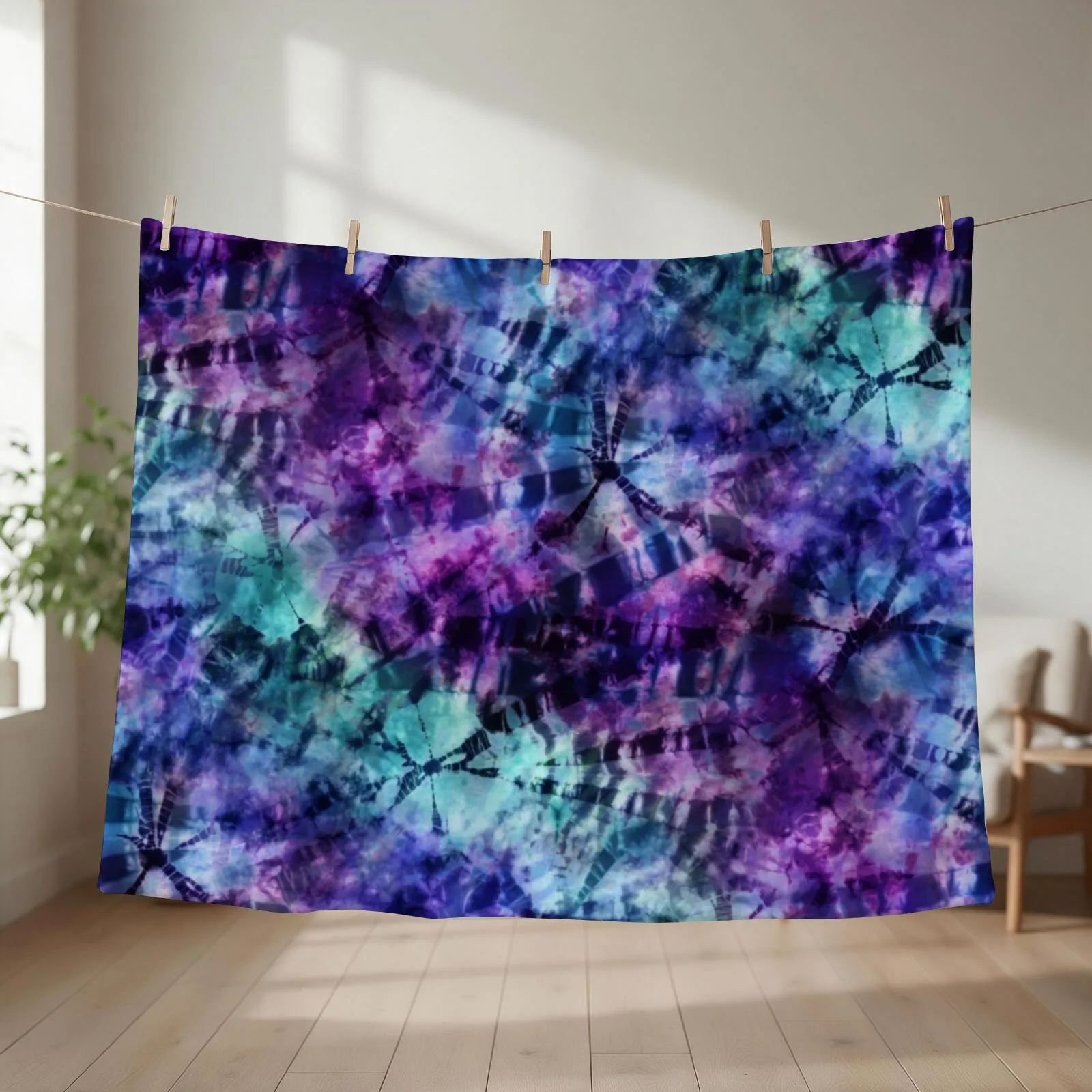 Midnight Tie Dye Throw Blanket couch cozy soft plush fuzzy picnic outdoor blanket