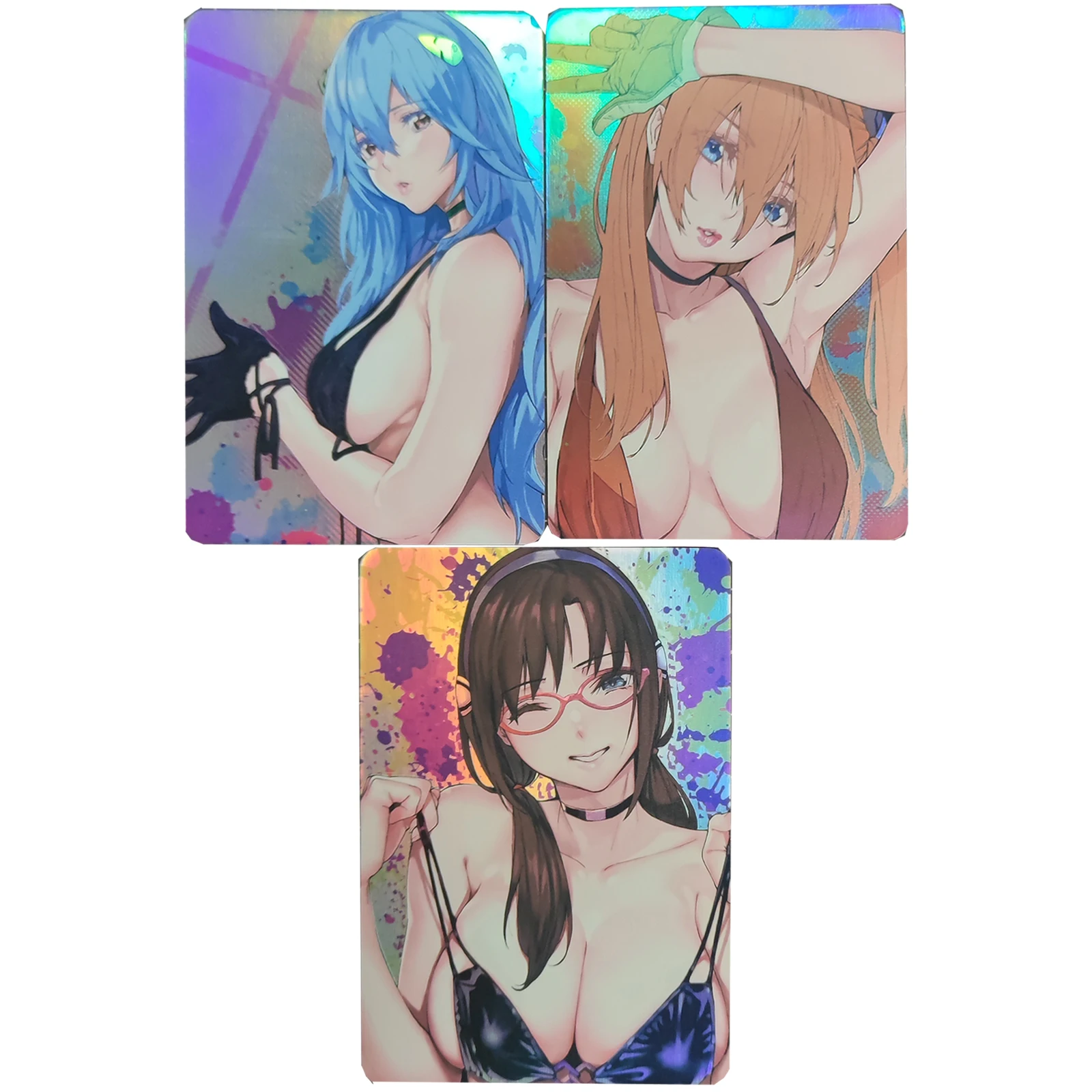 

Diy Self Made Ayanami Rei Collection card Refraction Color Flash Asuka Langley Soryu Classic Game Anime Card Gift Toy