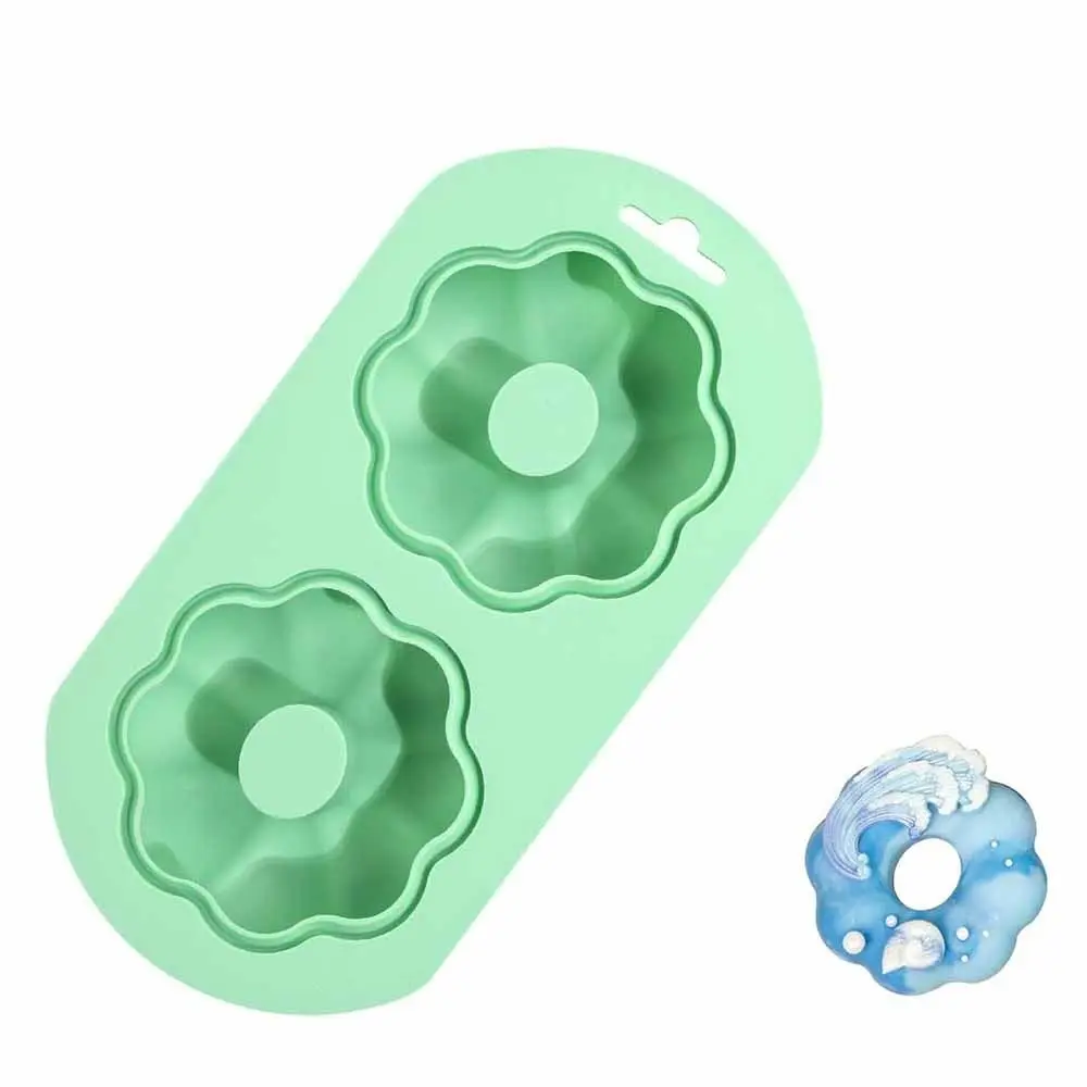 Non-Stick 2-Cavity Doughnut Baking Mold DIY Silicone Silicone Baking Pan Cake Mold Muffins