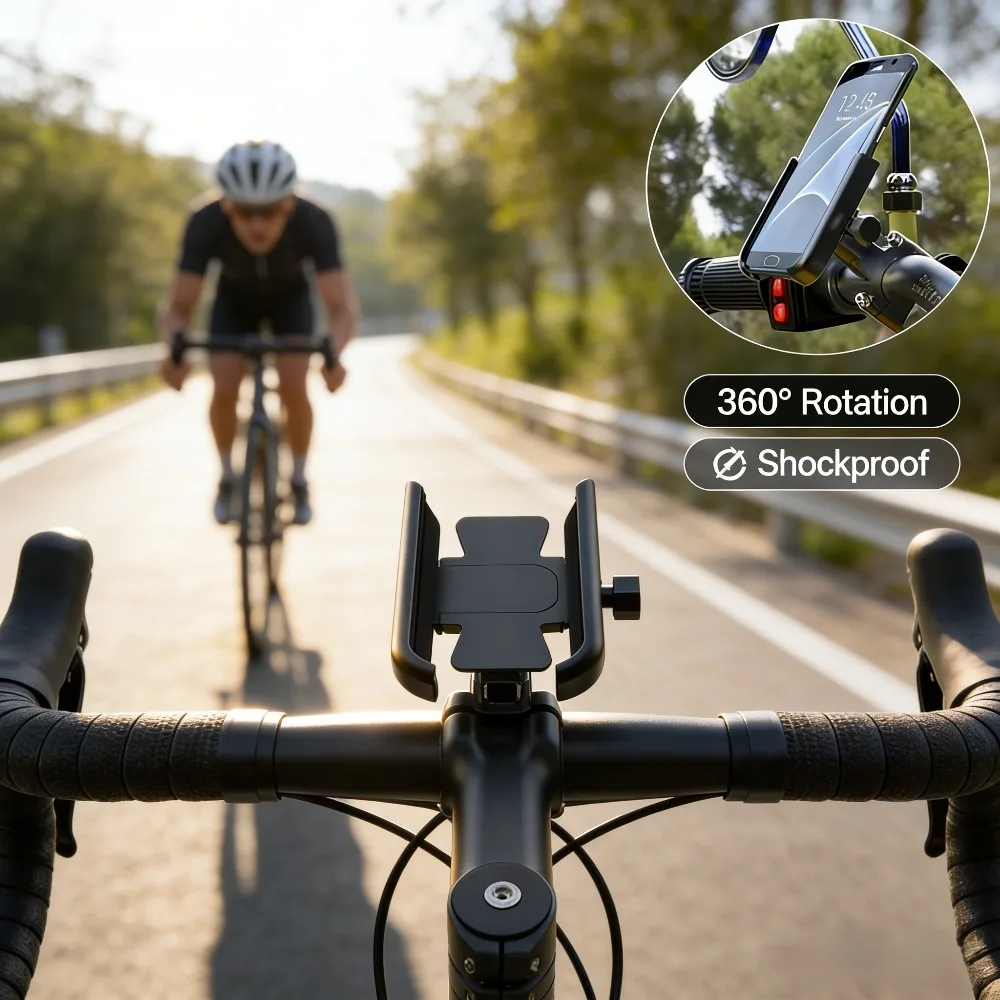 

Крепление для телефона на велосипед из алюминиевого сплава, поворот на 360° ° Поворотное крепление для зеркала на руль для электровелосипедов, велосипедов, мотоциклов, GPS-навигаторов