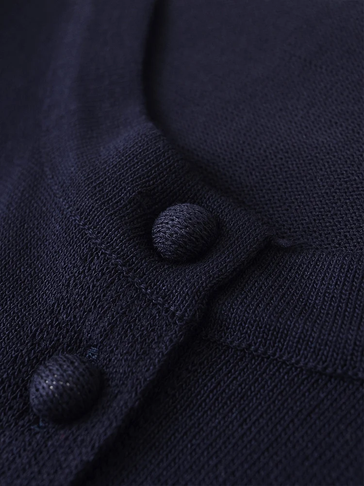 2024, jesienna nowa moda damska, płaski ścieg, francuskie rękawy, długie rękawy, okrągły dekolt, guziki, dzianinowa kurtka