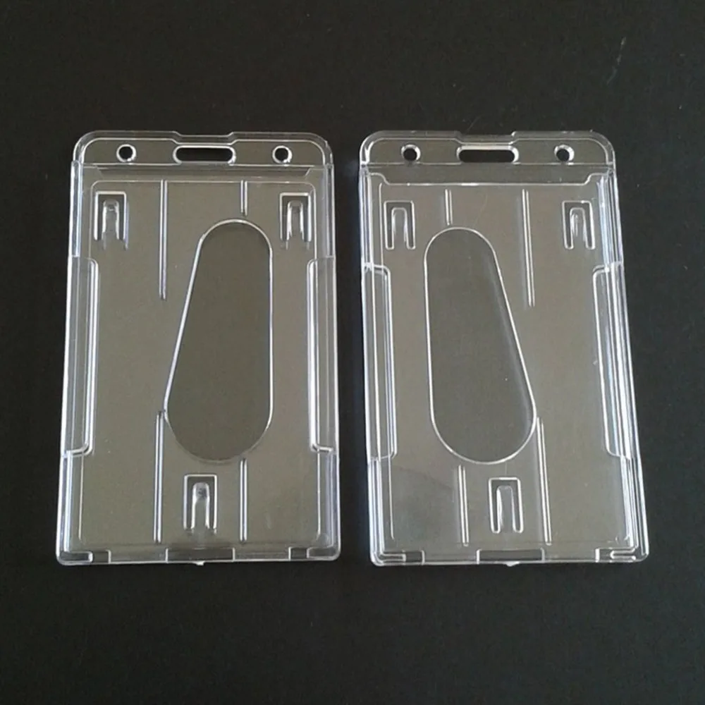 Porta carte di credito Design verticale plastica dura verticale manicotto di taglio trasparente set di carte ghiera da taglio per uso su entrambi i lati