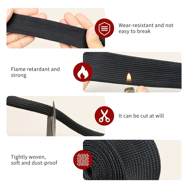 2/5/10m Polyamide Braided Cable Sleeve 2.5mm ~ 30mm High Density Tight Wear Resistant Wire Line Protect Sheath Wire Organizer