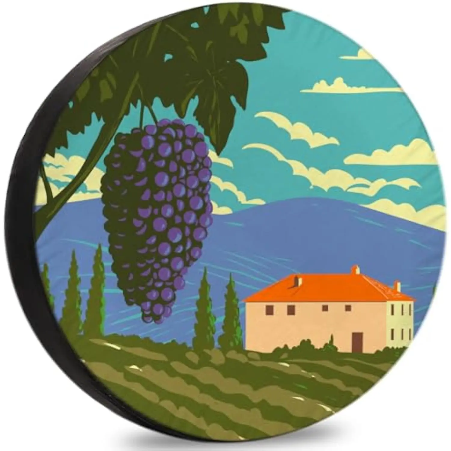 

Vineyard Grapes Farmhouse Spare Tire Cover Weatherproof Universal for RV SUV Trailer Camper