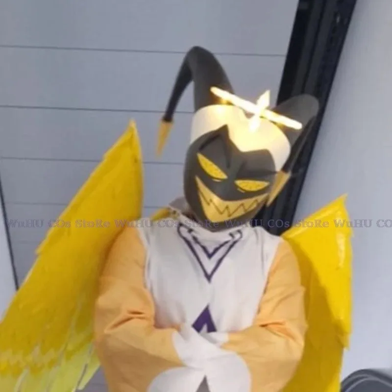 

2025 11 Hazbin Adam Anime Hotel First Man Angel Halo Mask Cosplay Halloween Party Adult Men
