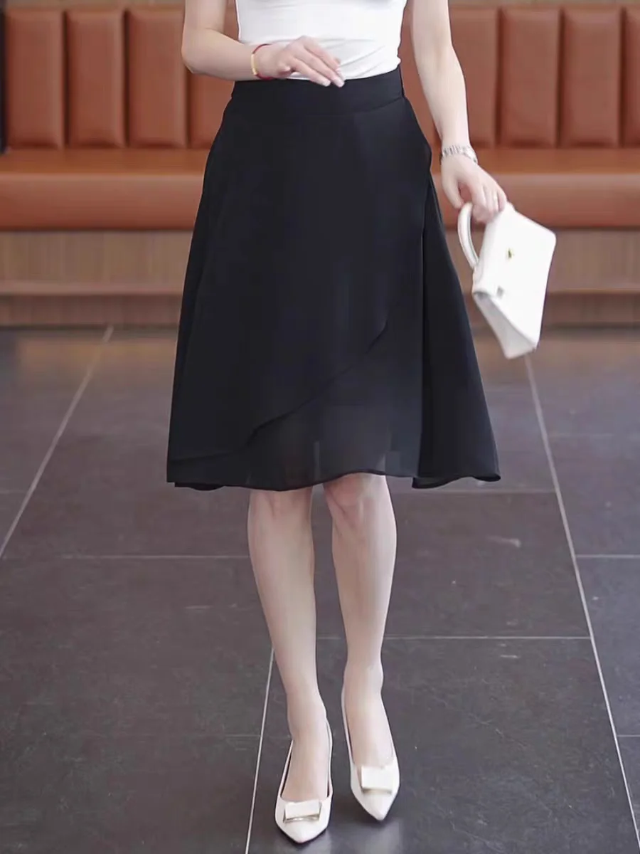Women's High Waist Umbrella Skirt Harajuku Summer Chiffon Skirts for Women Office Evening Elegance Casual Loose A-Line Skirts