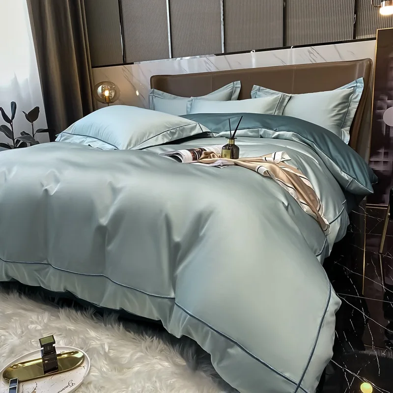 Xinjiang 160 count long staple cotton four piece set, all cotton 100 pure cotton duvet cover, silky smooth nude sleeping satin b