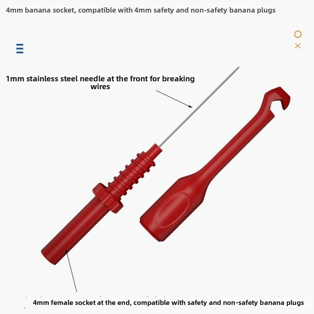 4mm Banana Plug Wire Piercing Probes Extension Test Leads Non-Destructive Insulation Puncture Probes 4MM Jack